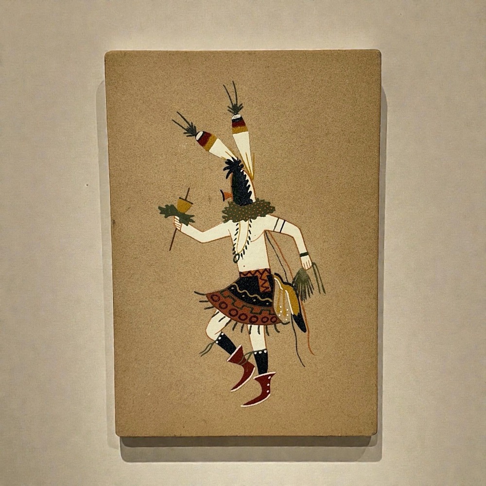 Navajo Sand Painting Yei Bei Chai Kachina Ceremony Wallace Wateman 13x9 Art COA
